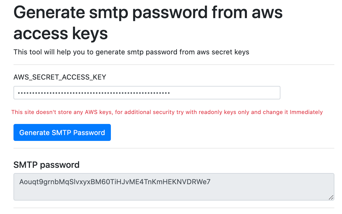AWS SES SMTP Password Generator – From Access Key (Secure, Free) |  8gwifi.org