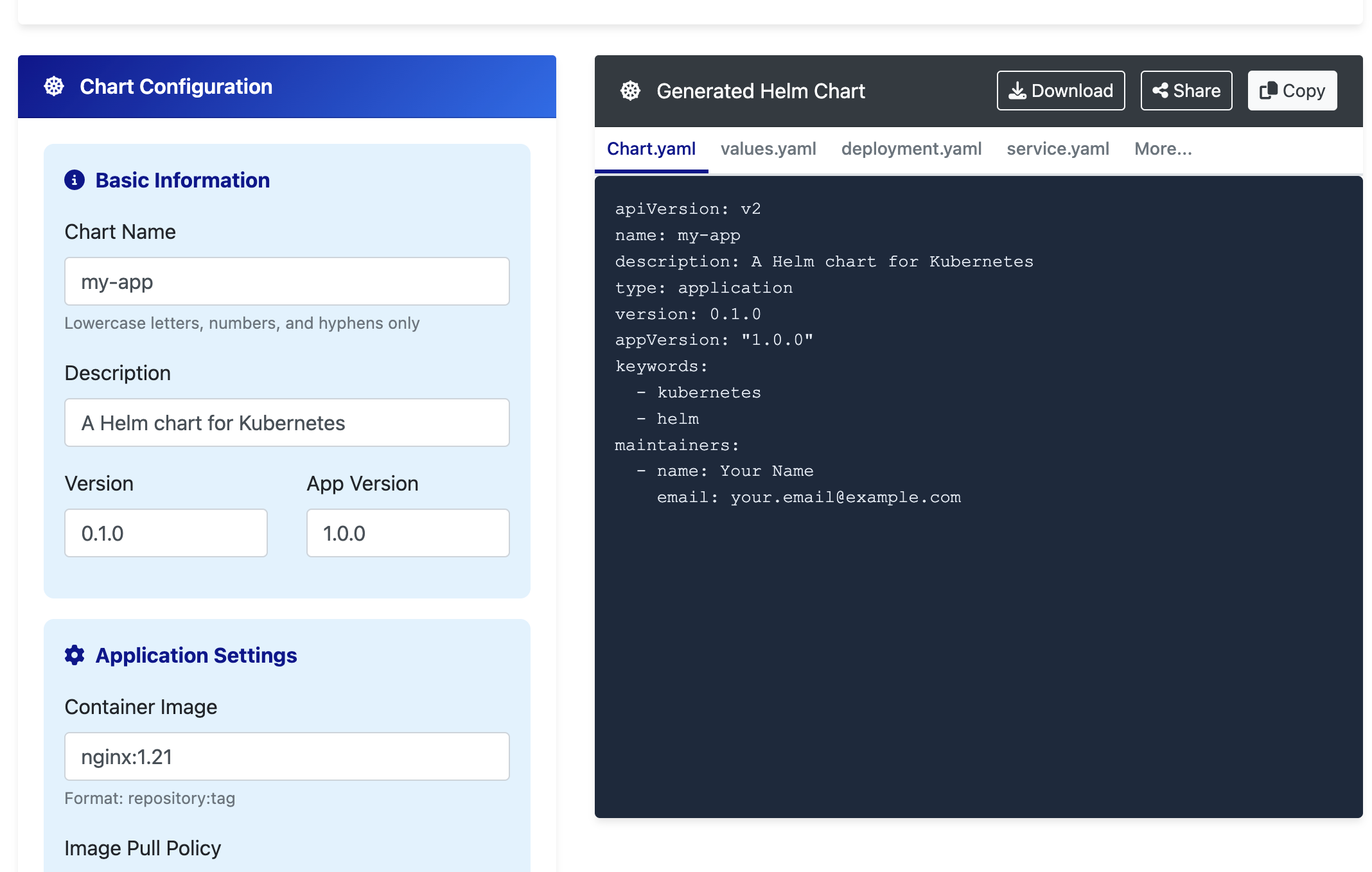 Helm Chart Generator – Kubernetes Chart Scaffolder – Free | 8gwifi.org