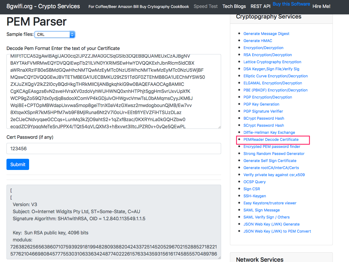 Online Certificate Decoder Decode Crl Crt Csr Pem Privatekey