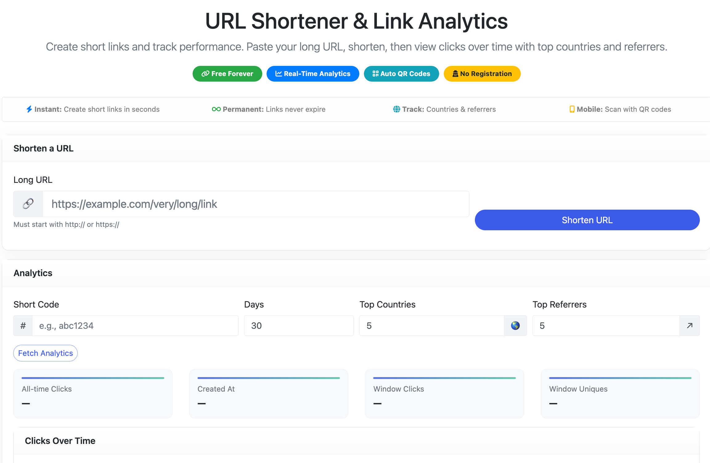 URL Shortener & Link Analytics (QR) – Free | 8gwifi.org